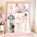 Tema personalizado Ballet 6-8 Collage Fotos Suave manta con iniciales y nombre Decoración del hogar Aniversario Cumpleaños Regalo para los amantes del ballet