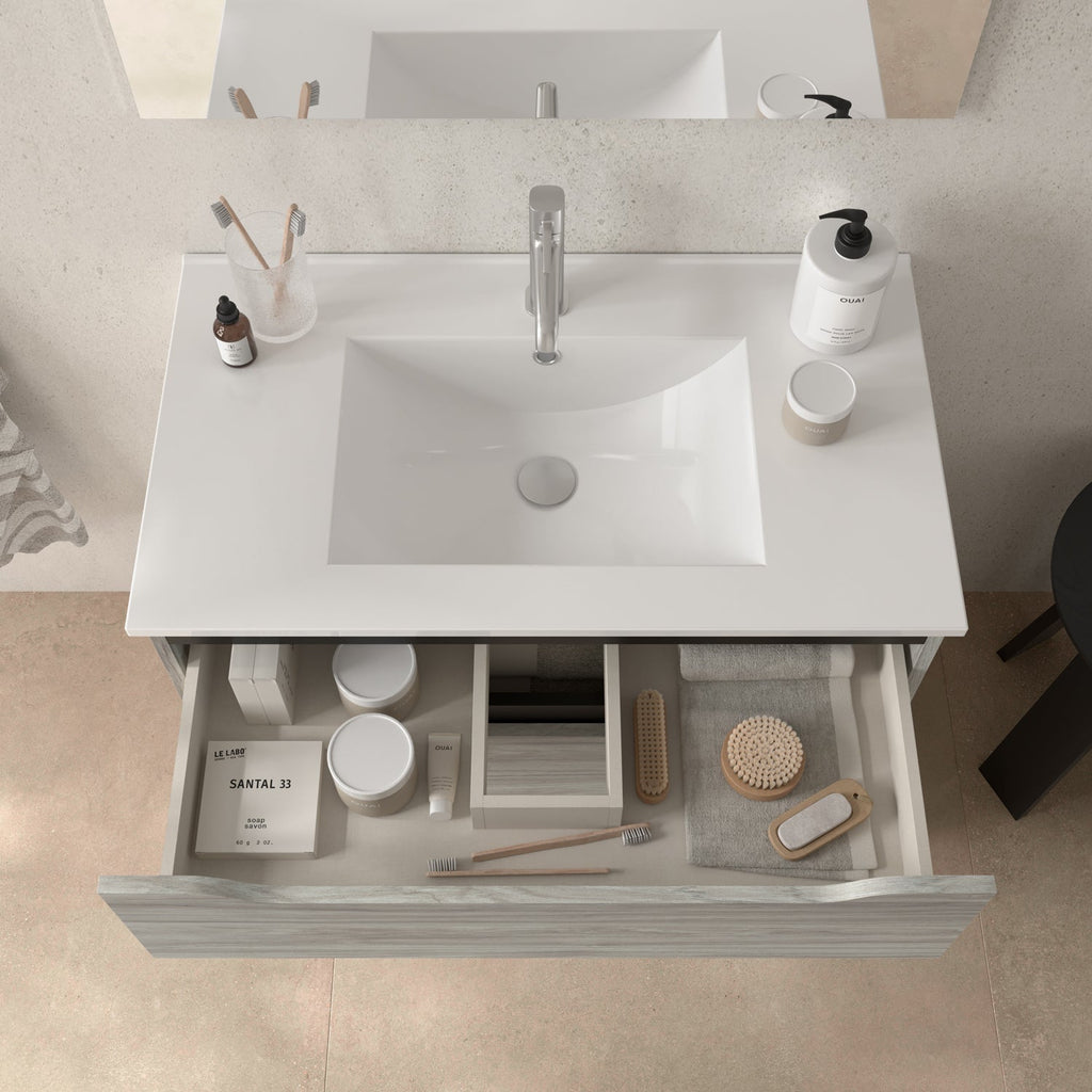 BATHME TRIO Conjunto Completo Mueble de Baño 3 Cajones Color Roble Estela