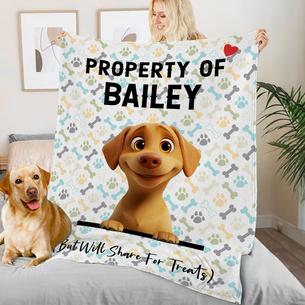 Personalizado lindo hueso de la pata del perro de dibujos animados en 3D de diseño suave manta con el nombre de decoración del hogar regalo de cumpleaños para el dueño del perro
