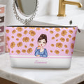 Personalizado de dibujos animados Chica Volando Nacimiento Flor Bolsa de Maquillaje Portátil con Nombre Cumpleaños Aniversario Regalo para Mujeres