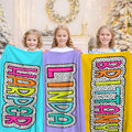 Personalizado Multicolor Dálmata Doodle Letra Suave Manta con Nombre Decoración del Hogar Cumpleaños Navidad Regalo para Niños Familia