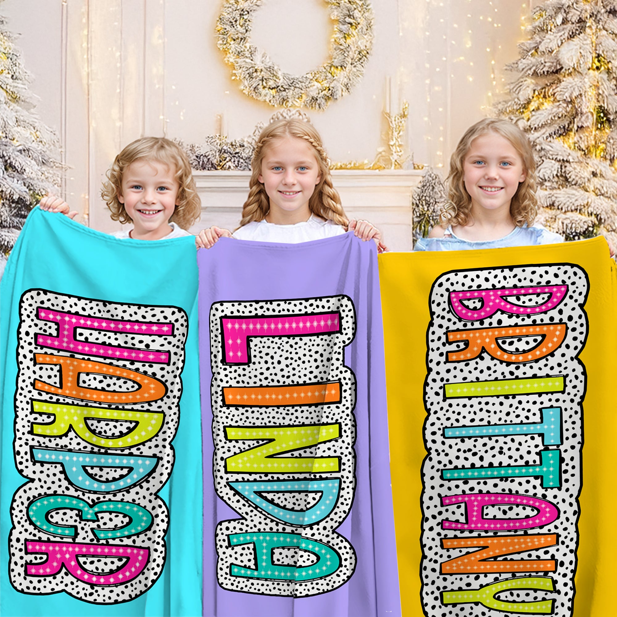 Personalizado Multicolor Dálmata Doodle Letra Suave Manta con Nombre Decoración del Hogar Cumpleaños Navidad Regalo para Niños Familia