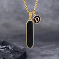 Personalizada Negro Oro Colgante Collar con Inicial Charm Minimalista Joyería Cumpleaños Aniversario Regalo para Hombres