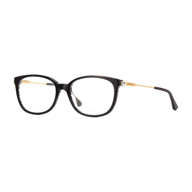 Jimmy Choo JC30207T300 Metal-Accented Acetate Eyeglasses — Black