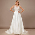 Bridal Wedding Dress White Sleeveless Long A-line