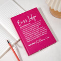 Personalizado Jefe Señora A5 Diario Cuaderno con Nombre Esenciales diarios de oficina Apreciación de negocios Brithday Regalo de Navidad para la Mujer Jefe colega