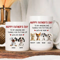 Personalizado a mi padre increíble lindo dibujo animado 3D perro 11 oz 15 oz taza de cerámica blanca con 1-4 nombres cumpleaños feliz día del padre regalo para el perro papá amante del perro