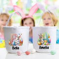 Huevo de Pascua personalizado con forma de conejo con inicial Cesta de lona reutilizable con nombre Fiesta de Pascua Caza Cumpleaños Regalo para niños Familia
