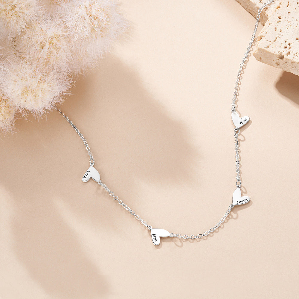 Personalizado Dainty 1-5 Corazón Colgantes Collar Joyería de la familia con el nombre grabado Aniversario Cumpleaños Día de la Madre de regalo para las mujeres