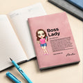 Personalizada de dibujos animados Jefe de la Señora A5 A6 cuaderno de cuero forrado con el nombre de regalo de cumpleaños para la Mujer Jefe Manager