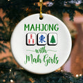 Mahjong personalizado con Mah Adorno de Navidad de las niñas con el nombre y el año Decoración del hogar Regalo de Navidad para Mahjong Lover Jugador