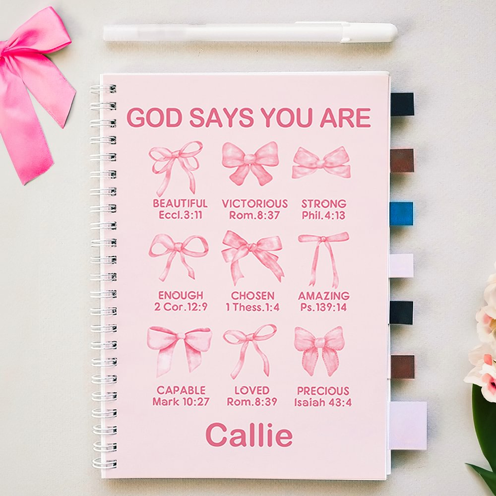 Cuaderno de espiral A5 personalizado God Say You Are Beautiful Victorious con nombre Regalo de bautizo para cristiano