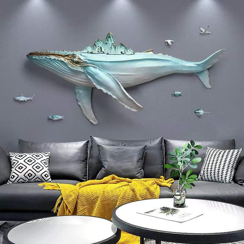 ArtZ® Whale 3D Nordic Wall Sculpture - Large 51.2 inch by 23.6 inch (130x60cm)