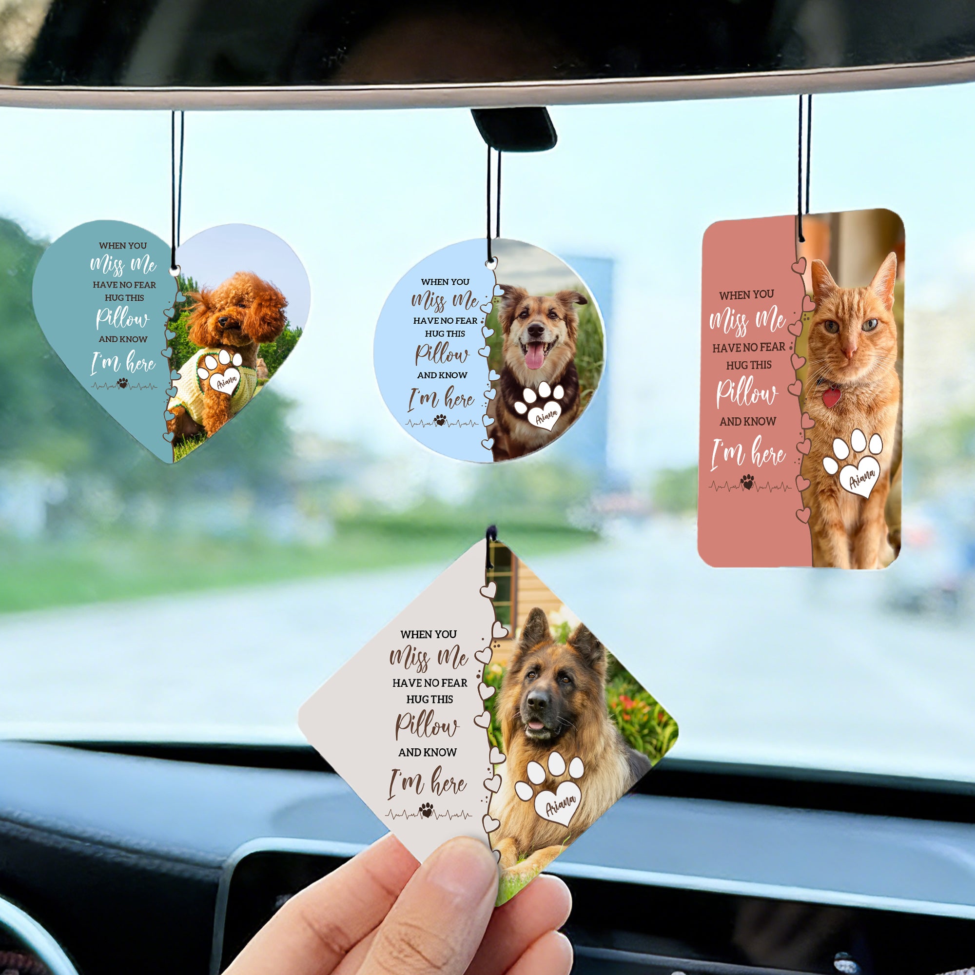 Ambientador de coche personalizado con foto de mascota y nombre Decoración interior del coche Regalo de condolencia para los amantes de las mascotas