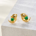 Pendientes personalizados de plata de ley Otter Heart Birthstone Birthday Christmas Gift for Women Otter Lovers
