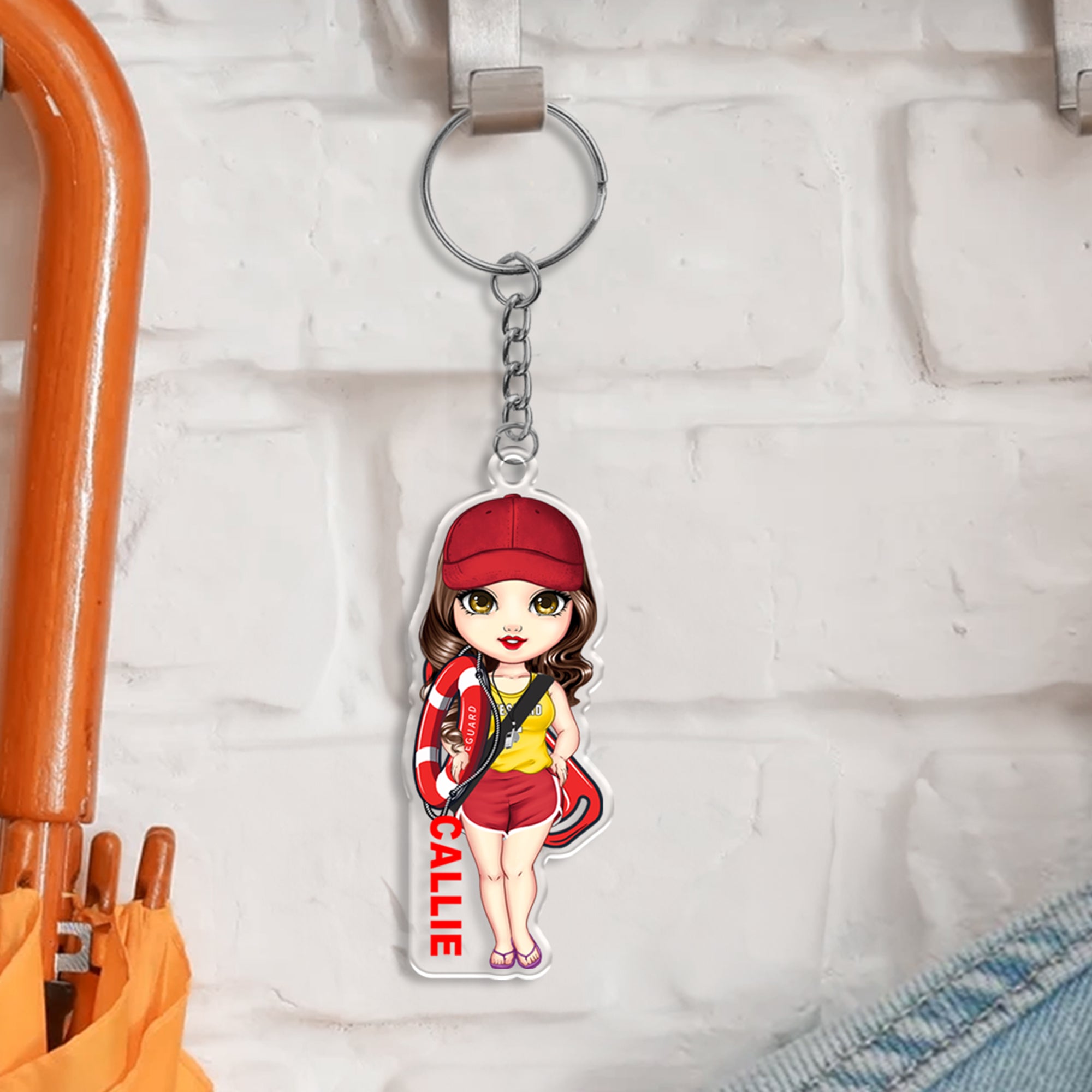 Llavero de acrílico personalizado con el nombre del personaje del salvavidas de dibujos animados Uso diario Apreciar Regalo de cumpleaños para salvavidas