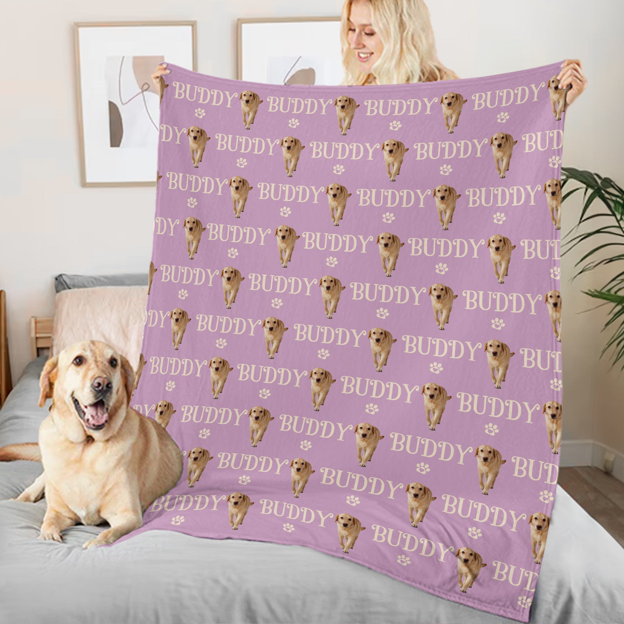 Personalizado Multicolor Cute Paw Pet Photo Soft Throw Blanket with Name Home Decor Birthday Gift for Pet Owners Lovers