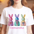 Personalizada Diamante Conejo Patrón Camiseta Sudadera Sudadera con capucha con nombre Todos los días Traje de Pascua Cumpleaños Regalo para la Madre Mujeres