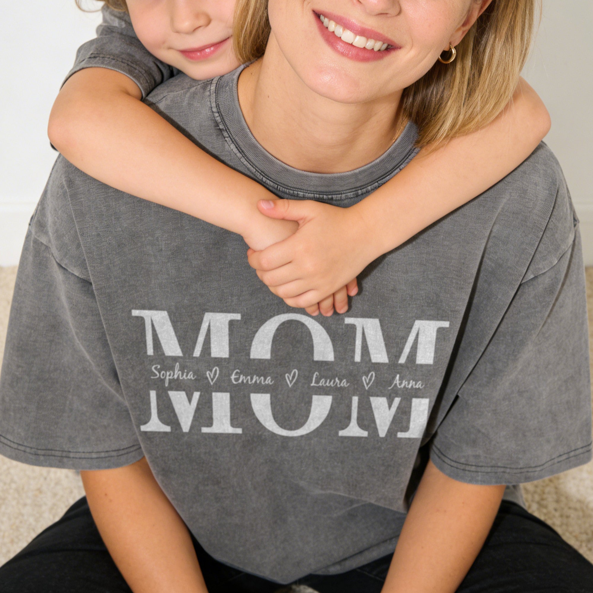Camiseta personalizada de algodón 100% con 1-4 nombres para el Día de la Madre Regalo de cumpleaños para mujer Mamá