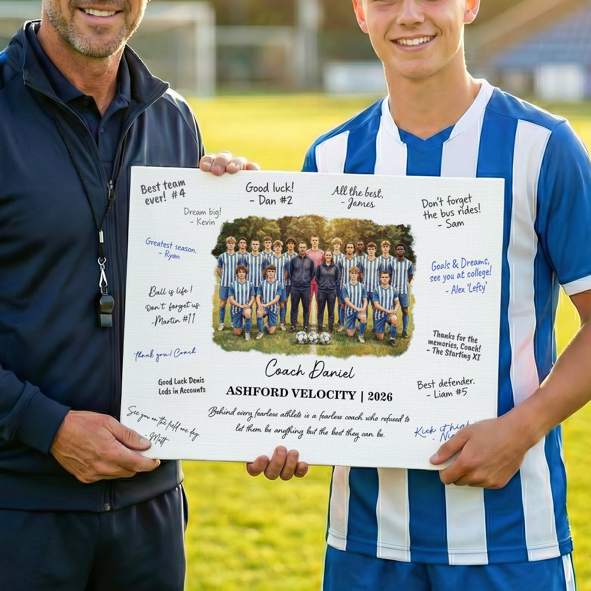Personalizada Foto de Grupo de Equipo Estilo Acuarela Impresiones en Lienzo con Texto Equipo Regalo de Graduación para Entrenador Profesor