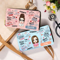 Personalizado de dibujos animados elemento médico de cuero nombre de mano billetera con múltiples compartimentos de cumpleaños de agradecimiento de regalo para el personal médico médico de la enfermer