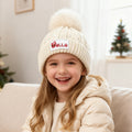 Personalizado Multicolor Muñeco de Nieve Reno Santa Claus Lindo Pom-Pom Suave Gorro de Punto con Nombre Accesorio de Invierno Regalo de Cumpleaños para Niños Niñas