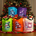 Personalizado lindo muñeco de nieve de dibujos animados de luz LED Bolsa de cubo con el nombre y el año de vacaciones de almacenamiento de decoración de Navidad de regalo para los niños