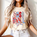 Personalizado Multicolor Béisbol Lazo Coqueta Camiseta Sudadera con Texto Día de la Madre Cumpleaños Regalo para mamá amante del béisbol