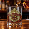 Personalizado Retro Classic Badge Initial Name 10 oz Rock Whiskey Glass Old Fashioned Birthday Gift for Man Bartender Enthusiast Whiskey