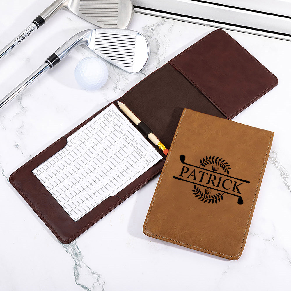 Elemento de Golf Personalizado Multicolor PU Cuero Golf Scorecard Titular con Nombre Día del Juego Cumpleaños Regalo para Jugador de Golf Amante