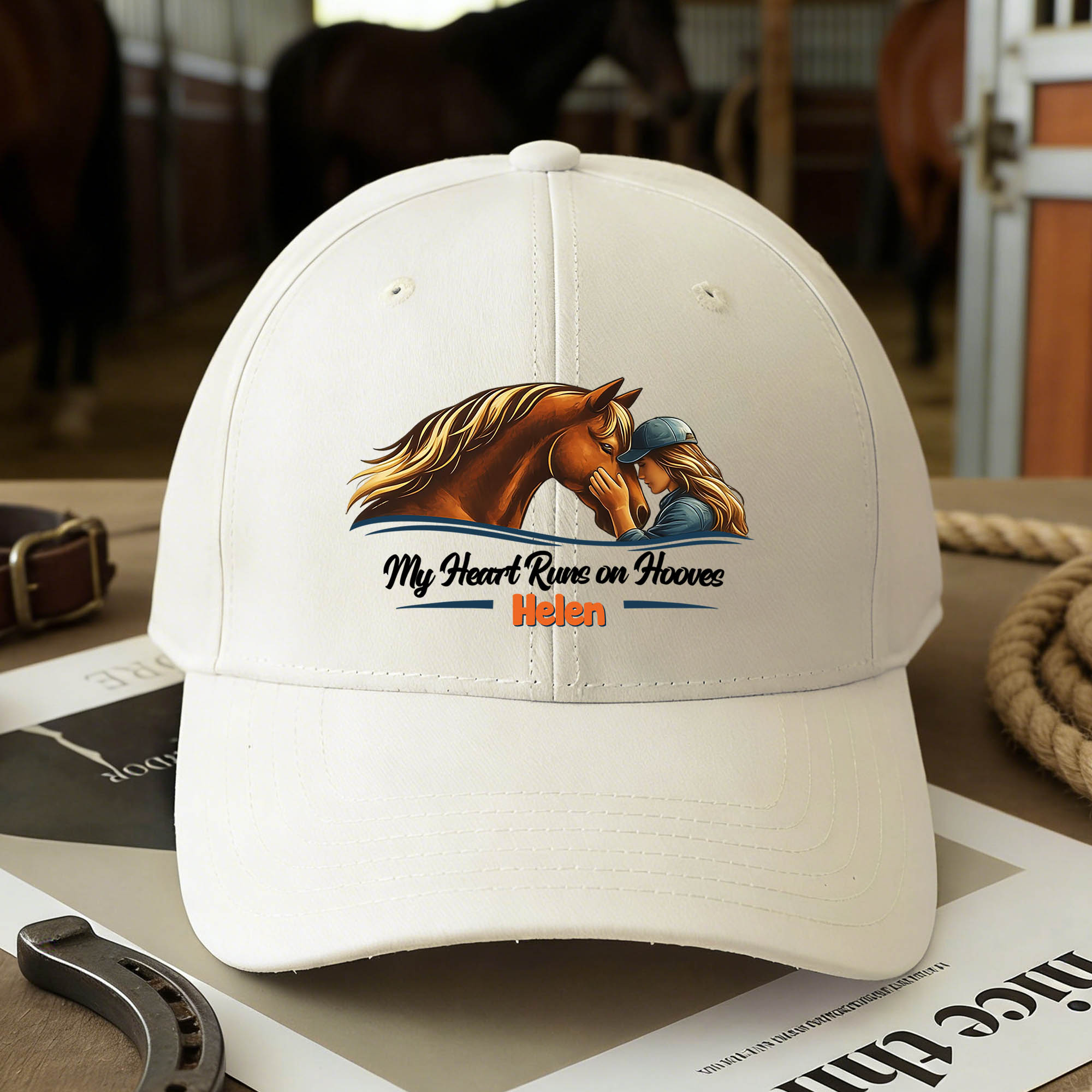 Gorra de béisbol personalizada con el nombre de un caballo en acuarela Accesorio para el día a día al aire libre Regalo de cumpleaños para los amantes de los caballos