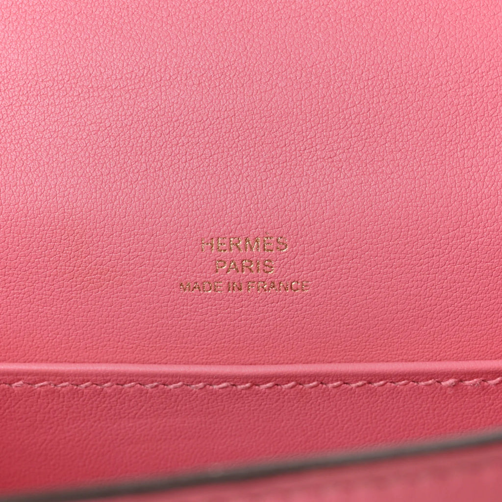 Hermes Swift Kelly Pochette Clutch Rose Azalee