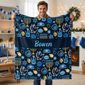 Personalizada Azul Hanukkah Elemento Suave Manta con Nombre Decoración del Hogar Festival Judío Fiesta Regalo para la Familia Amigo