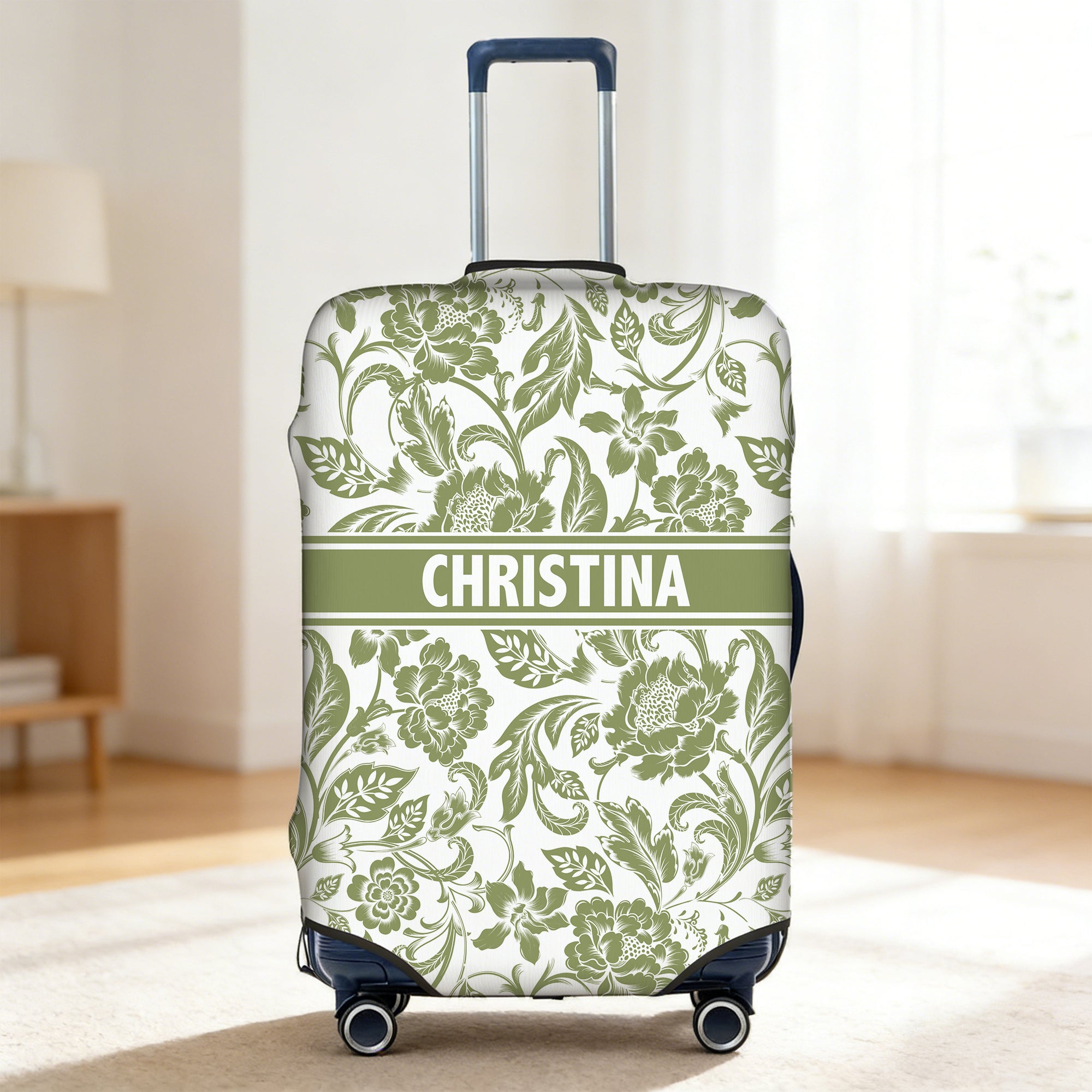 Funda de Maletas Personalizada Multicolor Floral para Maleta de 18-32 Pulgadas con Nombre Accesorios de Viaje Regalo de Cumpleaños para Mujeres Amantes de los Viajes