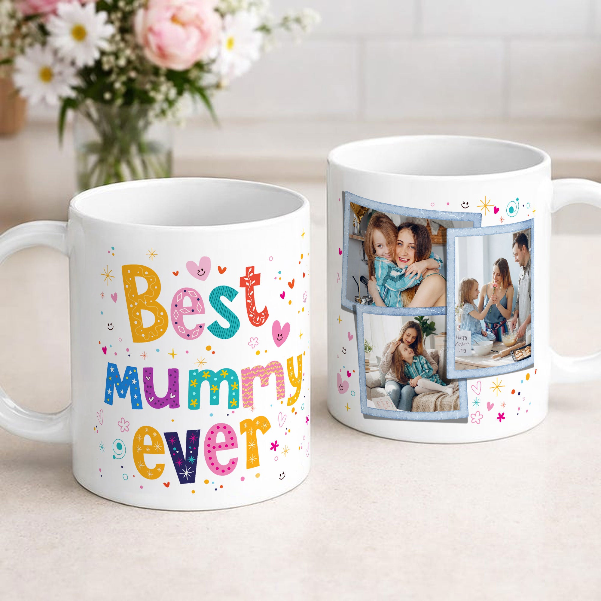 Taza de cerámica personalizada Best Mummy Ever 11/15 oz con foto y título Uso diario Día de la Madre Cumpleaños Regalo para mamá Abuela