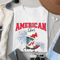 Personalizada Star Flag Cowboy Boots Multicolor 100% Algodón Camiseta Suave con Nombre Patriótico 4 de Julio Día de la Independencia Regalo para Mujeres