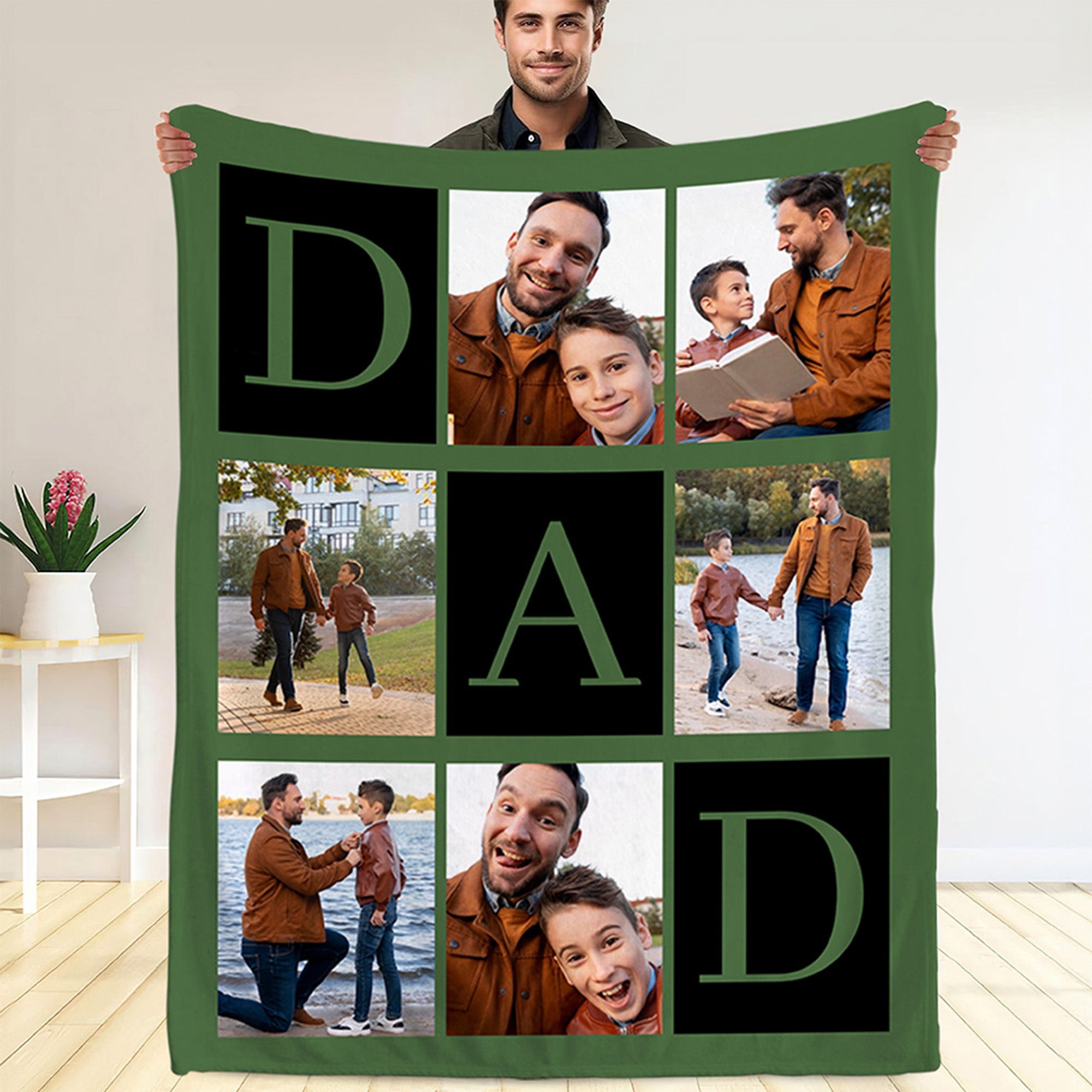 Personalizada Multicolor 6 Fotos Manta con DAD Día del Padre Cumpleaños Regalo para Papá Abuelo