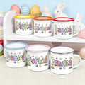 Huevo de Pascua Personalizado Mariposa Conejo 12 oz Taza Esmaltada con Nombre Colorido Práctica Bebida Regalo de Pascua para Niños Niñas