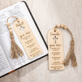 Cruz bíblica personalizada Marcapáginas de madera con nombre grabado y borlas de cuentas Cumpleaños Regalo religioso para bautizo Familia Cristiana