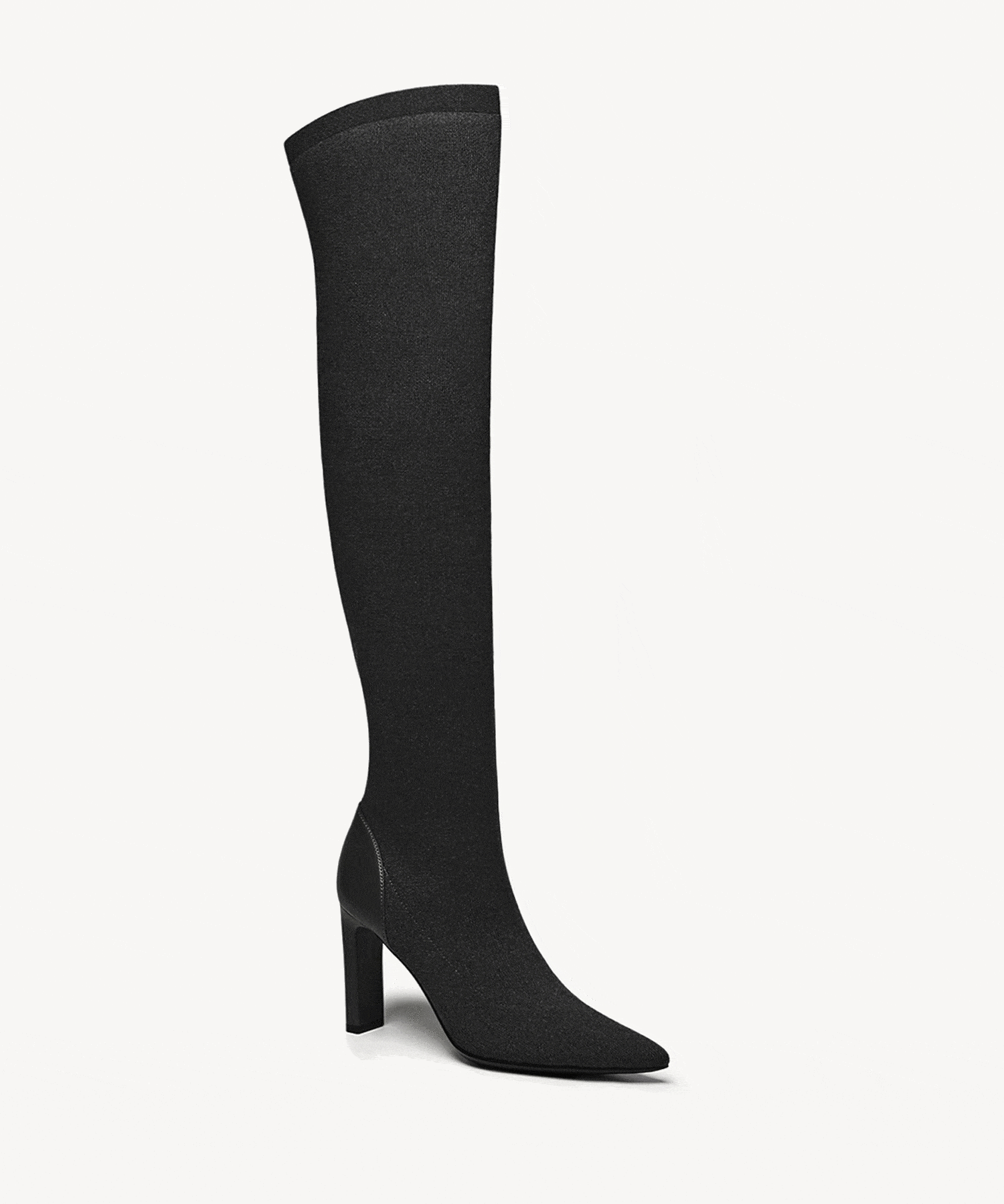 VersaStyle Pointed Toe Block Heel Over-the-Knee Boot - Black / US 7 | EU 37.5 | UK 5
