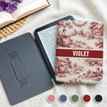 Funda portátil Kindle personalizada estilo Vintage Toile De Jouy para mujer con nombre y correa para uso diario Regalo de cumpleaños para ratones de biblioteca