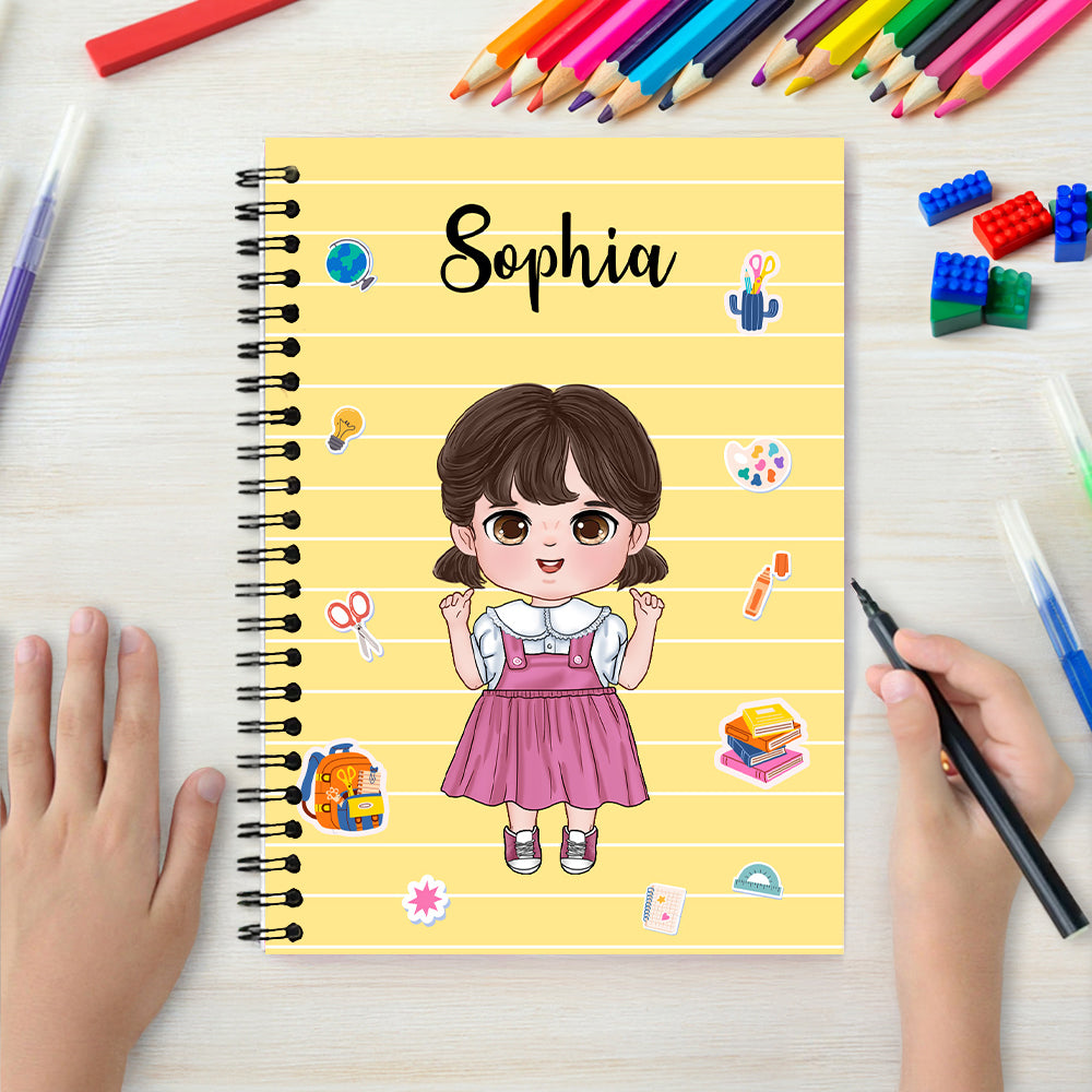 Cuaderno de espiral A5 personalizado con nombre y 120 páginas - Regalo de cumpleaños y vuelta al cole para niños y niñas