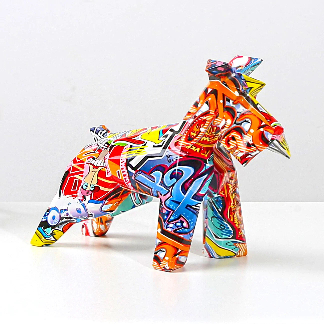 ArtZ® Schnauzer Graffiti Painted Statue - Graffiti