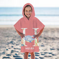 Toalla de playa personalizada con capucha, animal marino, suave y de secado rápido, con inicial y nombre Regalo esencial de viaje para fiesta de cumpleaños en la playa para niños