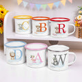 Taza esmaltada de 12 oz con nombre e inicial para uso diario Regalo de cumpleaños para niños y niñas