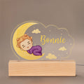 Luz nocturna LED personalizada en forma de nube de dibujos animados con base de madera y nombre Decoración de guardería Regalo de cumpleaños Baby Shower para bebés