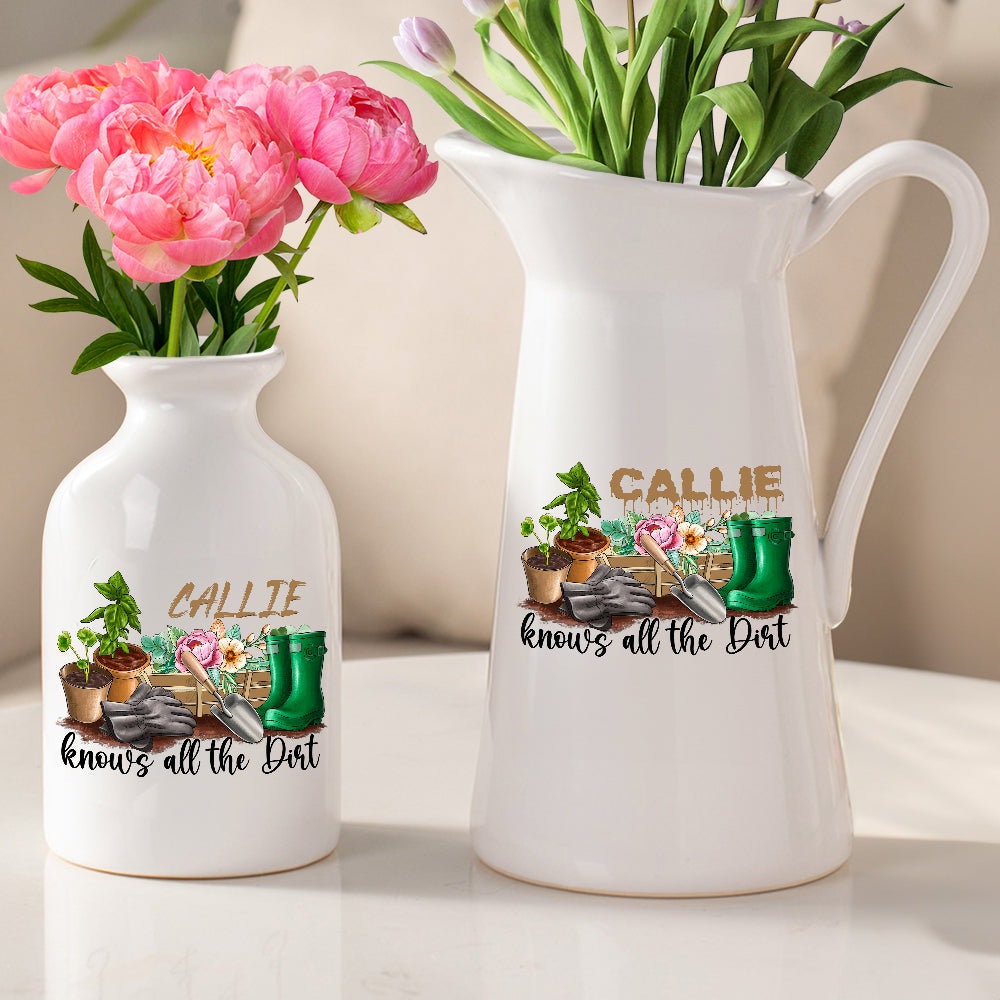 Jarrón de cerámica floral personalizado con nombre Jardinería Decoración del hogar Regalo del Día de la Madre para mamá Abuela