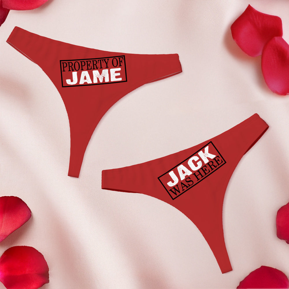 Tanga rojo con nombre, seguro y transpirable, para luna de miel, viajes y San Valentín, regalo para esposa, novia, etc.