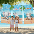 Toalla de playa personalizada de animales de dibujos animados de secado rápido con nombre Imprescindible para viajes Fiesta en la playa Cumpleaños Aniversario Regalo para la familia Niños