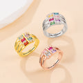 Anillo personalizado de plata de ley con 1-6 piedras de nacimiento y nombre Aniversario Día de la Madre Regalo para la abuela Mamá Esposa